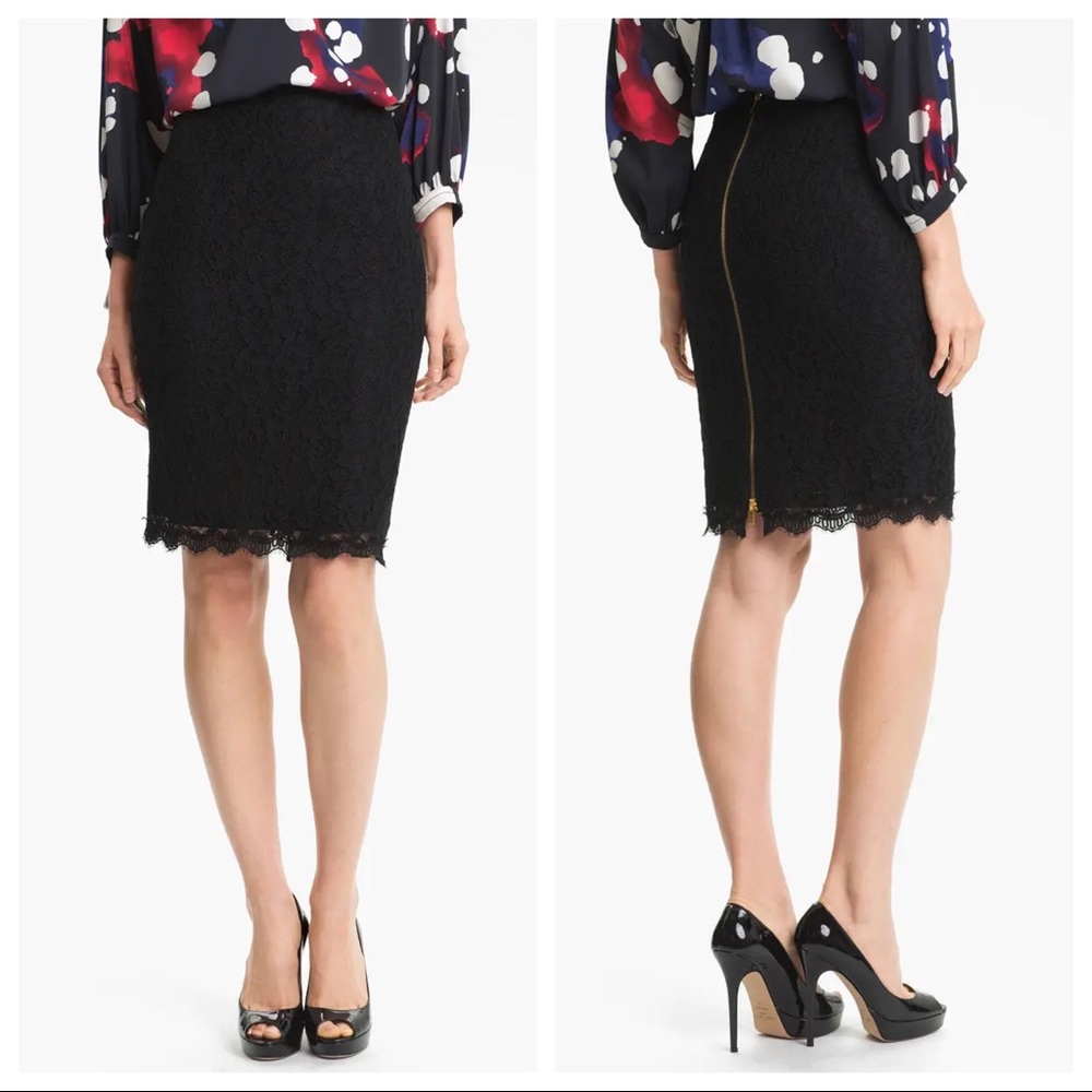 Diane von Furstenberg Scotia Lace Pencil Skirt Black 4
